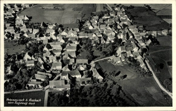 Ak Ansbach in Midden-Franken, Beieren, luchtfoto, uitzicht op huizen, landelijke omgeving