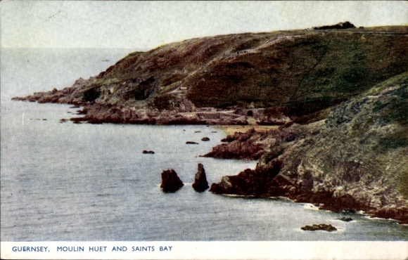 Ak Kanalinsel Guernsey, Küstenlandschaft, Felsen, Meer,  Moulin Huet, Saints Bay