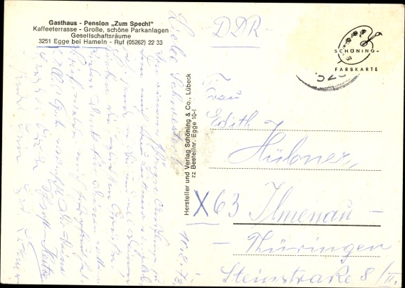 Postcard Egge Aerzen in the Weserbergland, Gasthaus Zum Specht