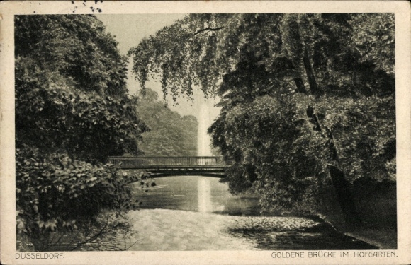 Ak Düsseldorf am Rhein, Goldene Brücke im Hofgarten