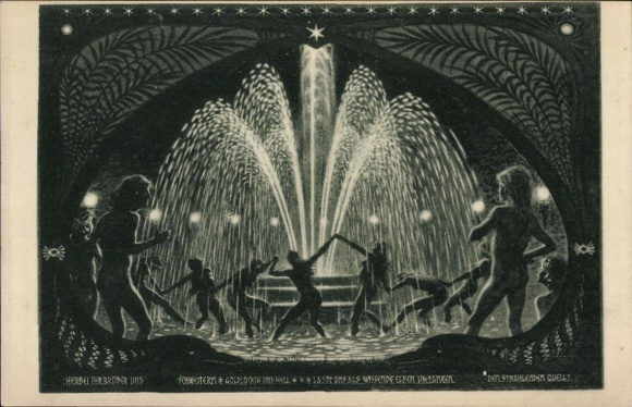 Art Nouveau artist Postcard Fidus, The radiant spring, charcoal print, No. 58