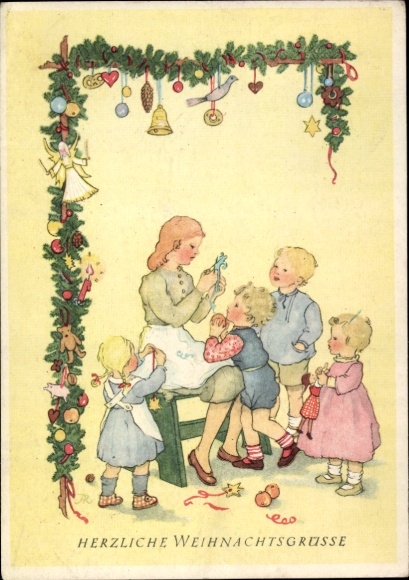 Artist Postcard Merry Christmas, Children
