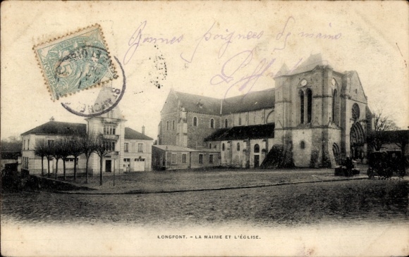 Ak Longpont Essonne, Rathaus, Kirche