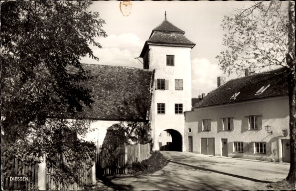 Postcard Dießen am Ammersee Upper Bavaria, street view, gate tower
