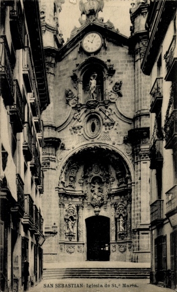 Postcard Donostia San Sebastian Basque Country, Iglesia de St. Marta, architecture
