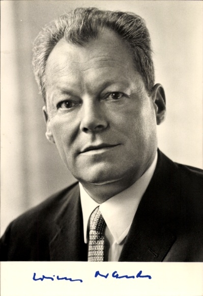 PC Chancellor Willy Brandt, Chairman of the SPD, portrait, autograph