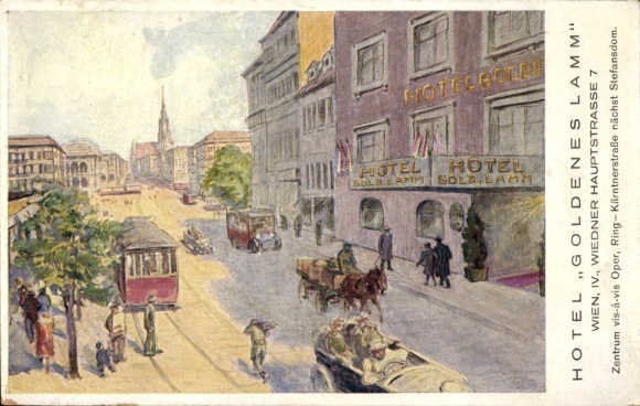 Ak Wien IV., Hotel Goldenes Lamm, Hauptstraße 7