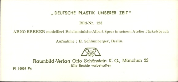Stereo spatial image photo "German sculpture of our time", No. 123 sculptor Arno Breker, bust A. Speer