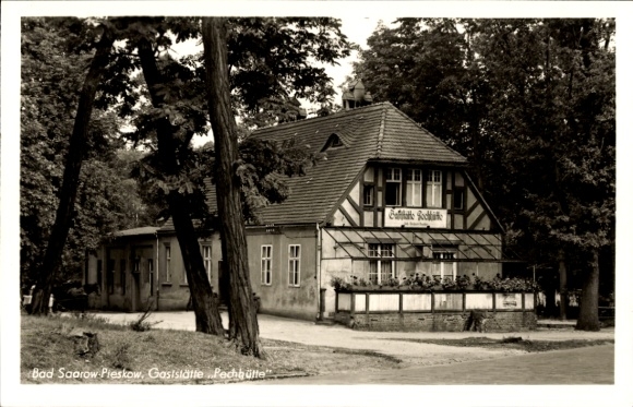 Postcard Bad Saarow Pieskow Brandenburg, Restaurant Pechhütte, exterior view