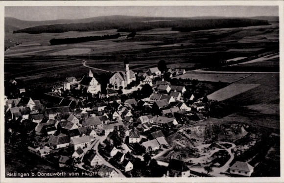 Postcard Bissingen in Swabia Bavaria, aerial photograph