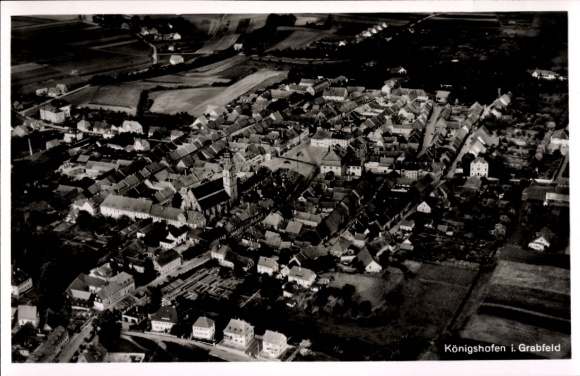 Postcard Bad Königshofen in Grabfeld Lower Franconia, aerial photograph