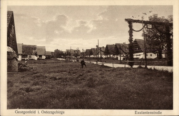 Ak Zinnwald Georgenfeld Altenberg im Erzgebirge, Exulantenstraße, 200 Jahrfeier d. Exulantengemeinde