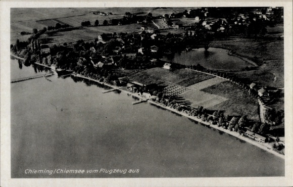 Postcard Chieming am Chiemsee Upper Bavaria, aerial photograph