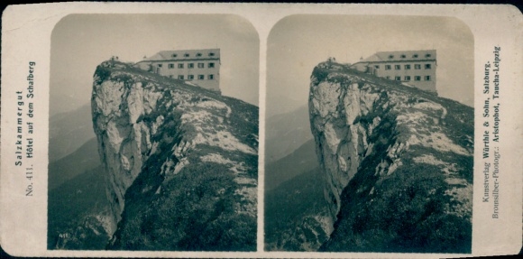 Stereo Photo Ried St. Wolfgang am Wolfgangsee Upper Austria, Hotel on the Schafberg