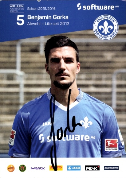 Autogrammkarte Fußballer Benjamin Gorka, SV Darmstadt 98, Autogramm