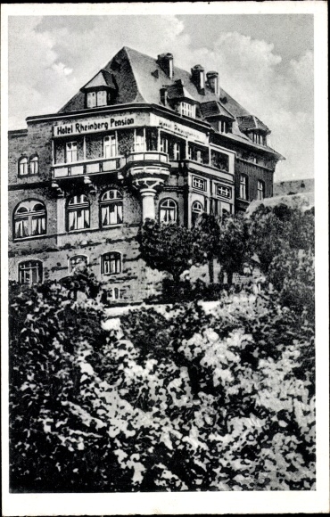 Postcard Urbar on the Rhine near Koblenz, Hotel Pension Rheinberg
