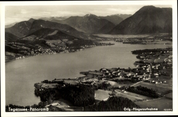 Postcard Tegernsee in Upper Bavaria, panorama, aerial photograph