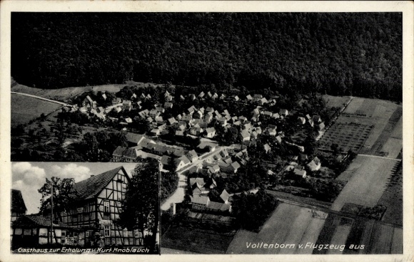 Postcard Vollenborn Niederorschel in Eichsfeld Thuringia, guest house for relaxation, long shot, aerial photograph