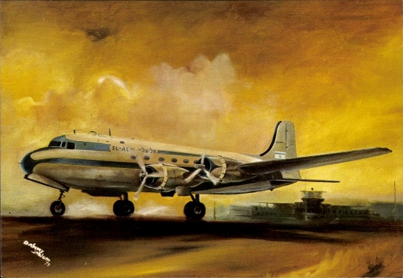 Künstler Ak Passagierflugzeug The Douglas DC-4 Skymaster, American made
