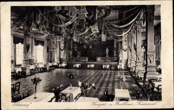 Postcard Olbersdorf in Sachsen, concert and Ballhaus Kaisersaal, interior view