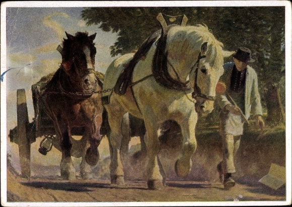Künstler Ak Junghanns, Jul. P., Berg an, Pferde, HDK 263, Verlag Heinrich Hoffmann