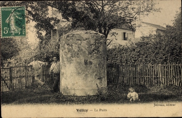 Postcard Vélizy Villacoublay Yvelines, group of people, large cylinder, sitting child, rural surroundings