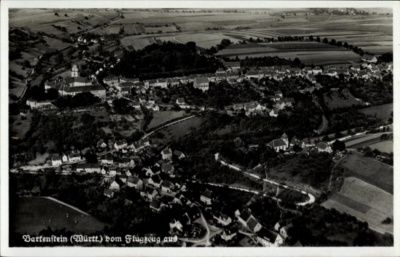 Postcard Bartenstein Schrozberg in Württemberg, aerial photograph