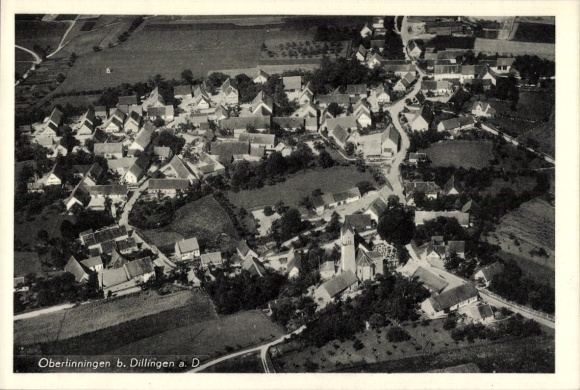 Ak Oberlinningen Dillingen an der Donau, Fliegeraufnahme