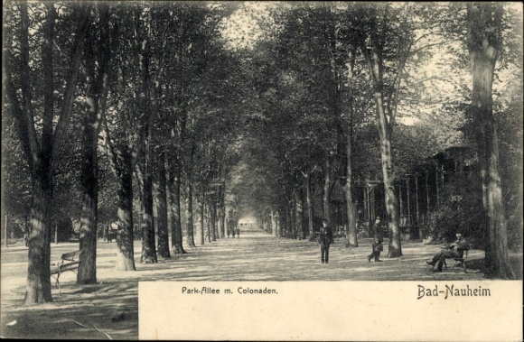 Postcard Bad Nauheim in Hesse, Parkallee with Colonaden