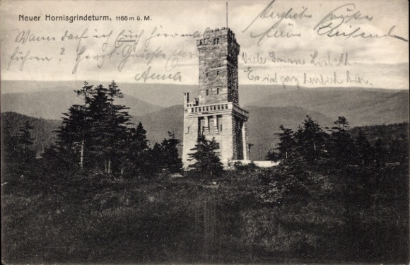 Postcard Seebach in Baden Black Forest, Hornisgrinde, New Hornisgrinde Tower, 1166 m above sea level, mountain landscape
