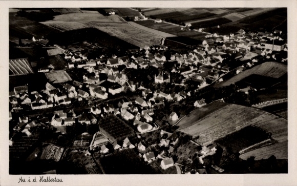 Postcard Au in the Hallertau Upper Bavaria, aerial photograph