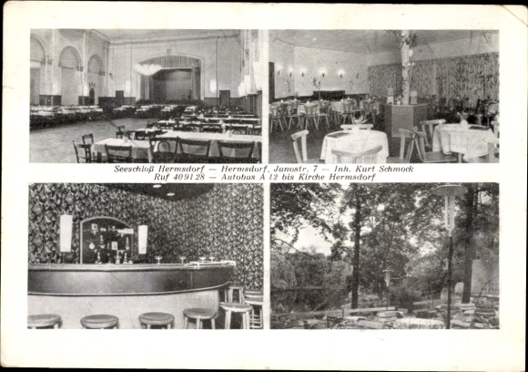 Postcard Hermsdorf in the Ore Mountains, view of the Seeschloss
