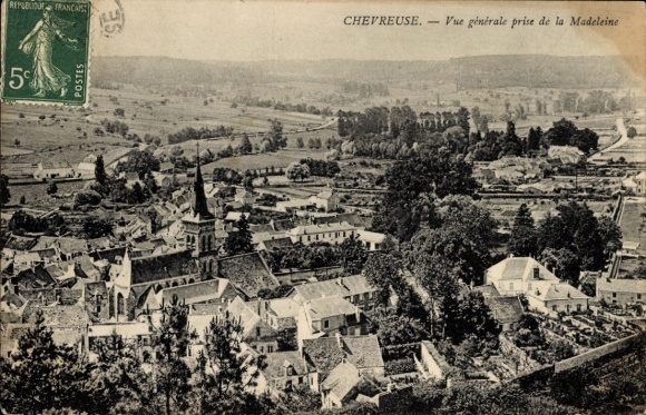 Ak Chevreuse Yvelines, Ansicht von  Panorama, Kirche, ländliche Landschaft