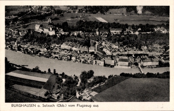 Postcard Burghausen an der Salzach Upper Bavaria, aerial photograph