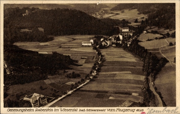 Postcard Mambach Zell im Wiesental, aerial photograph, Rabenfels convalescent home