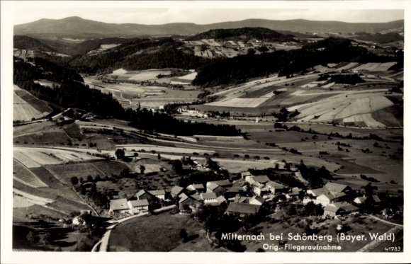 Postcard Schönberg in the Bavarian Forest, aerial photograph