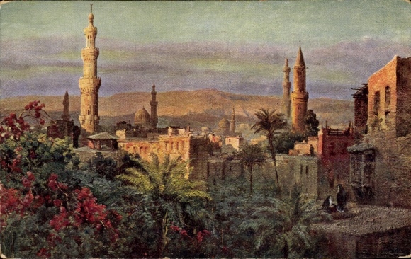Artist Postcard Wuttke, Carl, Cairo Cairo Egypt, city seen from the Nile Hotel