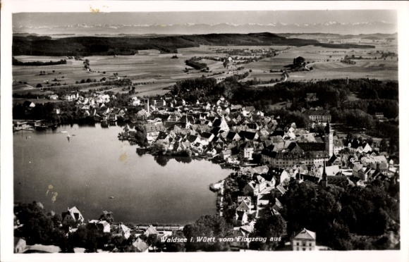 Postcard Bad Waldsee in Upper Swabia Württemberg, aerial photography, total view