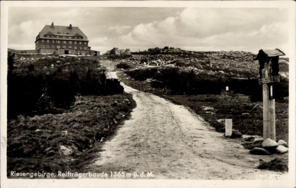 Postcard Szklarska Poręba Schreiberhau Giant Mountains Silesia, Reifträgerbaude