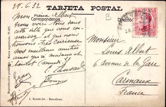 Postcard Puigcerda Catalonia, Estación del Ferrocarril, railway station, passenger train