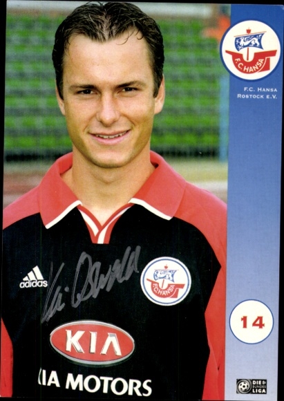 Autograph card footballer Kai Oswald, FC Hansa Rostock, autograph