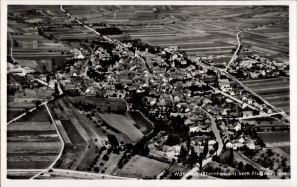 Postcard Wöllstein in Rheinhessen, aerial photograph