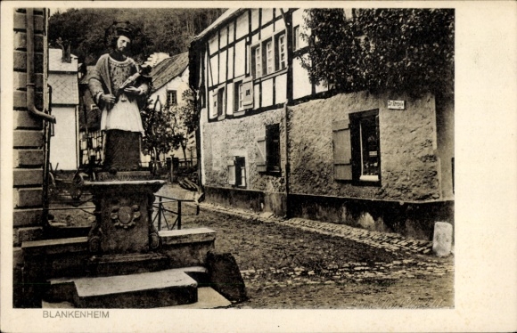 KP Blankenheim an der Ahr Eifel, pomnik, ulica, domy z muru pruskiego