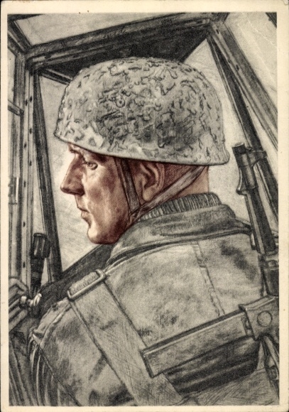 Artist Postcard Willrich, Wolfgang, Lieutenant Wilhelm Fulda, Knight's Cross holder, Air Force, VDA E 21