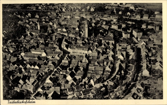 Postcard Tauberbischofsheim in Baden, aerial photograph