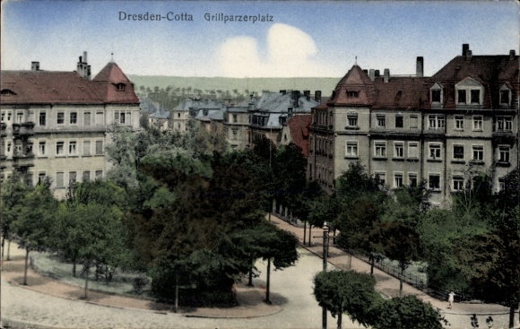 Postcard Dresden Cotta, Grillparzerplatz