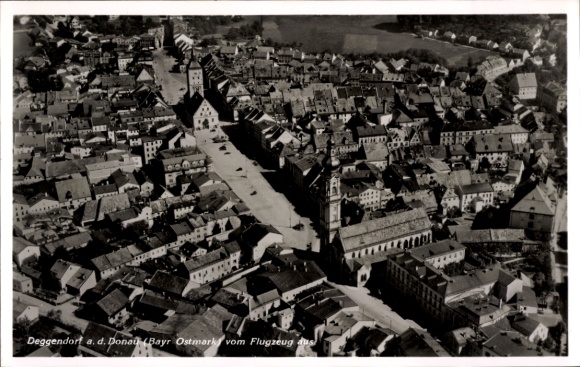 Postcard Deggendorf in the Bavarian Forest Lower Bavaria, aerial photo