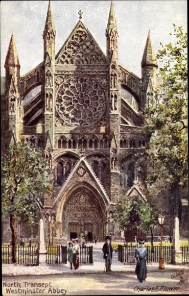Artist PC Flower, Charles F., London City, Westminster Abbey, North Transept