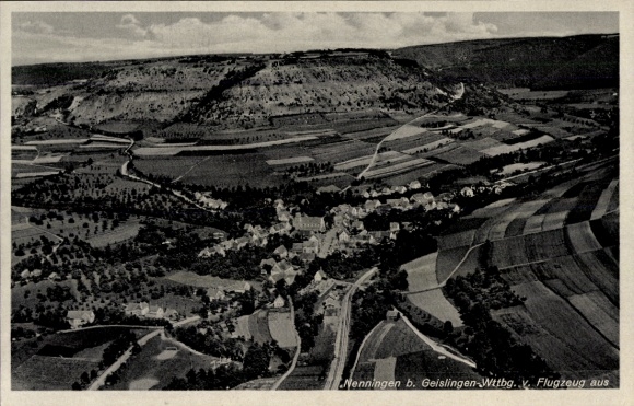 Postcard Geislingen an der Steige, aerial photograph of Nenningen, landscape, aircraft photograph