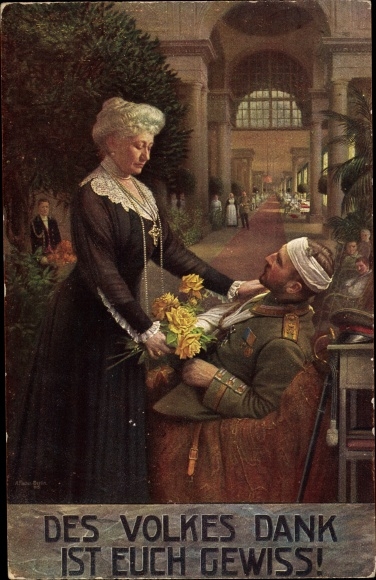 Artist PC Fischer, The people's thanks are certain, Empress Auguste Viktoria visits a war veteran